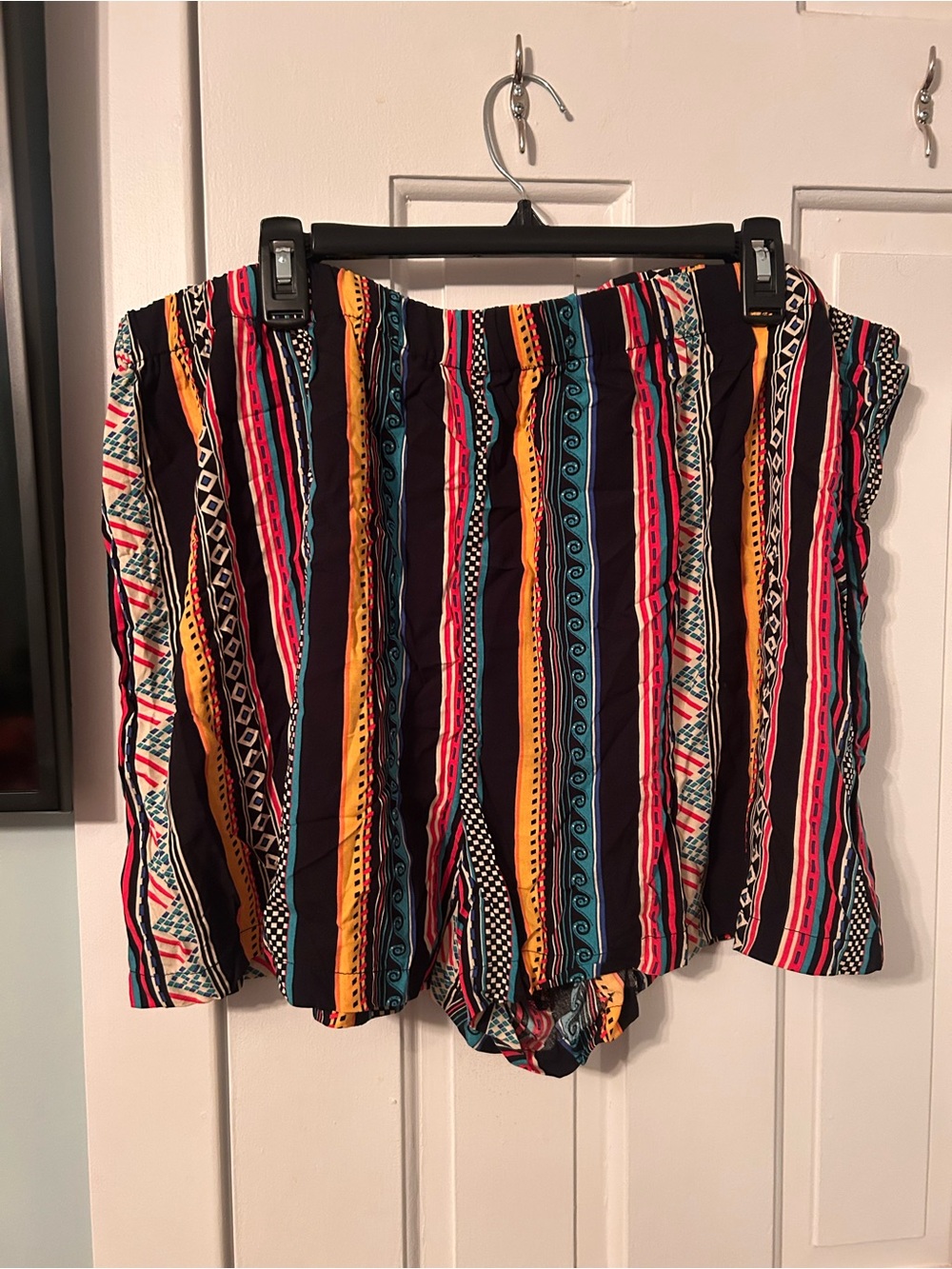 SHEIN High Waist Striped Women’s Shorts - Black, Yellow, Teal, Pink